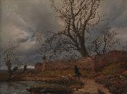 Karl Julius von Leypold Wanderer im Sturm oil painting
